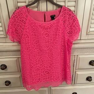 J. Crew Raindrop Lace Hot Pink Top, size: 8